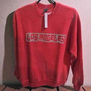 Red Los Angeles Graphic Woman's Sweater